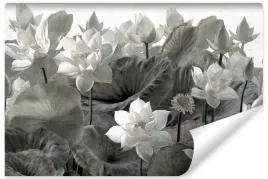 fototapeta-do-salonu-liscie-kwiaty-lotosu-natura-styl-vintage-450x300