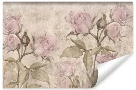 fototapeta-do-jadalni-roze-kwiaty-styl-vintage-beton-abstrakcja-450x300