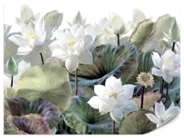 fototapeta-do-salonu-kwiat-lotosu-natura-rosliny-liscie-abstrakcja-450x300