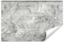 fototapeta-do-salonu-biale-kwiaty-beton-mural-abstrakcja-450x300