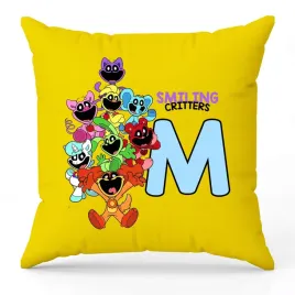 poduszka-ozdobna-zolta-smiling-critters-monogram-litera-m-na-prezent-wzory