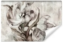 fototapeta-do-sypialni-kwiaty-beton-mural-abstrakcja-styl-retro-450x300