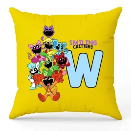 poduszka-ozdobna-zolta-smiling-critters-monogram-litera-w-na-prezent-wzory