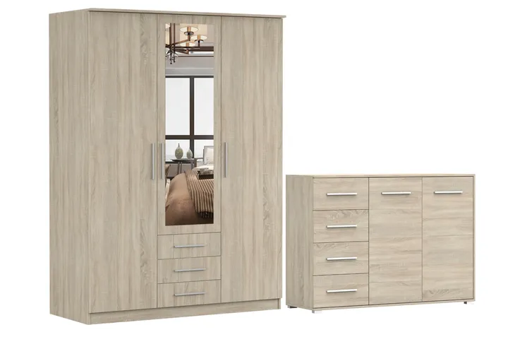 Zestaw SZANTAL 3D Szafa 150 Komoda FRIDA 01 135 półki SONOMA PRODUCENT