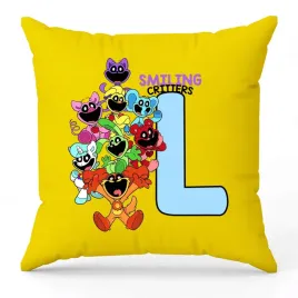 poduszka-ozdobna-zolta-smiling-critters-monogram-litera-l-na-prezent-wzory