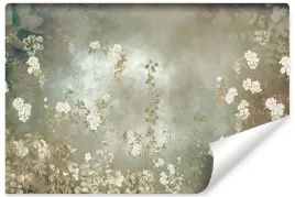 fototapeta-do-sypialni-roze-kwiaty-beton-abstrakcja-liscie-vintage-450x300