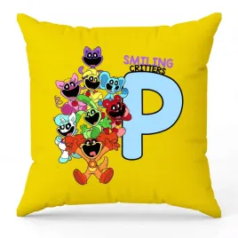 poduszka-ozdobna-zolta-smiling-critters-monogram-litera-p-na-prezent-wzory