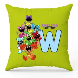 poduszka-ozdobna-zielona-smiling-critters-monogram-litera-w-prezent-wzory