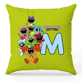 poduszka-ozdobna-zielona-smiling-critters-monogram-litera-m-prezent-wzory