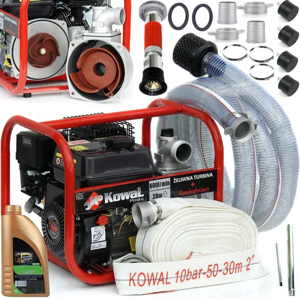MOTOPOMPA 2 +WĘŻE spalinowa pompa do wody 600l/min ŻELIWNA TURBINA KowaL