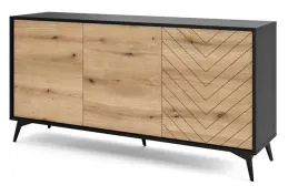 komoda-154cm-czarna-dab-frezowana-jodelka-loft-dm