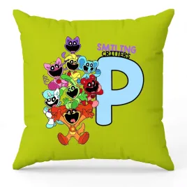 poduszka-ozdobna-zielona-smiling-critters-monogram-litera-p-prezent-wzory