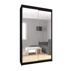 szafa-120-cm-czarna-lustro-dwoje-drzwi-polki-d120