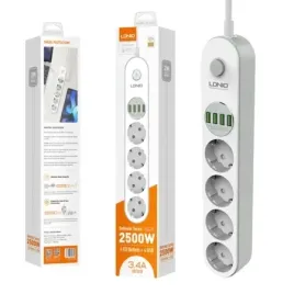 ldnio-listwa-zasilajaca-przedluzacz-4-gniazdami-ac-4-porty-usb-z-kablem-2m