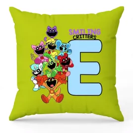 poduszka-ozdobna-zielona-smiling-critters-monogram-litera-e-prezent-wzory