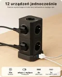 voomy-stack-power-cube-10-2m-power-socket-3-usb-a-and-1-usb-c-20w-czarny-stan-nowy