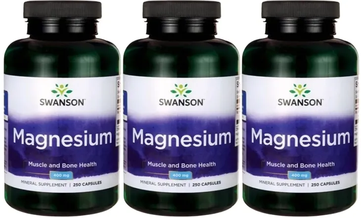 3 sztuki Magnesium - Magnez (tlenek) 200mg 250kaps Swanson Stany lękowe