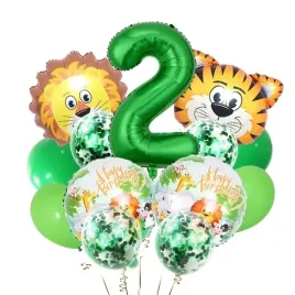 balony-na-drugie-2-urodziny-zwierzeta-lew-zielone-cyfra-dwa-zoo-safari