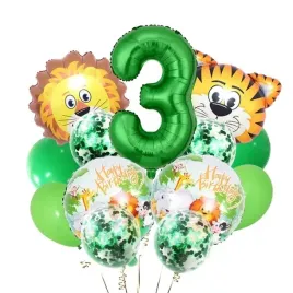 balony-na-trzecie-3-urodziny-zwierzeta-lew-zielone-cyfra-trzy-zoo-safari