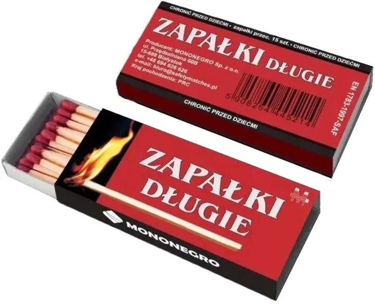 Zapałki Długie 88mm do Zniczy Wkładów Świec Grill Kominek Piec 1op. 15szt.