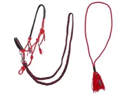 kantar-sznurkowy-wodze-cordeo-czerwony-qhp-liberty-cob