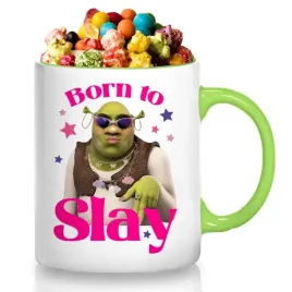 kubek-zielony-z-nadrukiem-prezent-urodziny-dla-fana-shrek-born-to-slay-wz