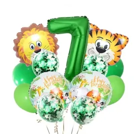 balony-na-siodme-7-urodziny-zwierzeta-lew-zielone-cyfra-siedem-zoo-safari