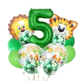 balony-na-piate-5-urodziny-zwierzeta-lew-zielone-cyfra-piec-zoo-safari