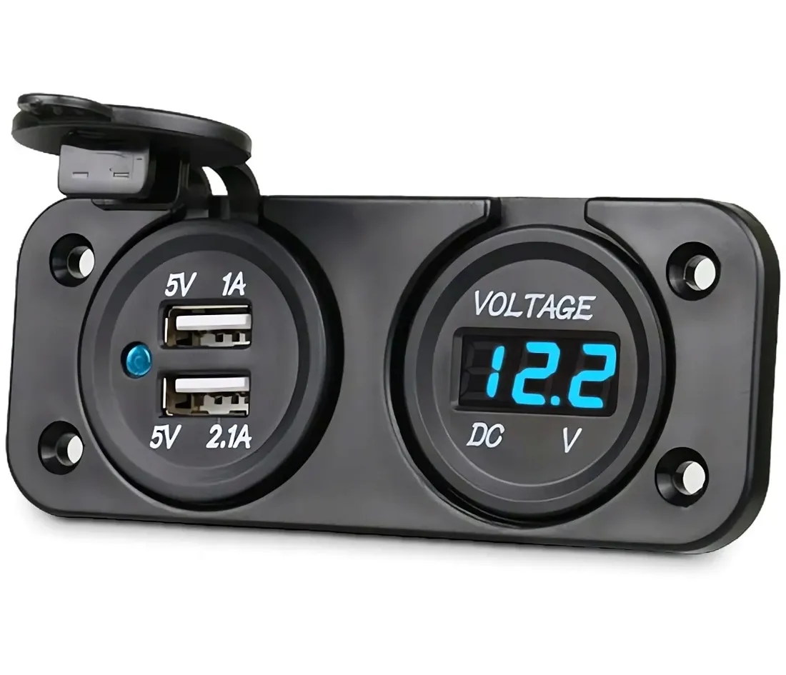 dodatkowy-panel-gniazdo-2x-usb-2a-woltomierz-2w1-do-samochodu-stan-nowy