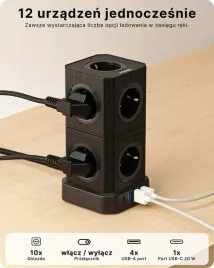 voomy-stack-power-cube-10-2m-power-socket-3-usb-a-and-1-usb-c-20w-czarny