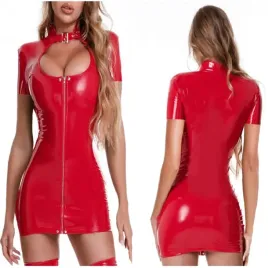 seksowna-sukienka-damska-mini-czerwona-skorzana-sexy-upieta-z-zamkiem-xl