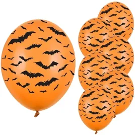 balony-lateksowe-pomaranczowe-w-czarne-nietoperze-halloween-6szt-30cm