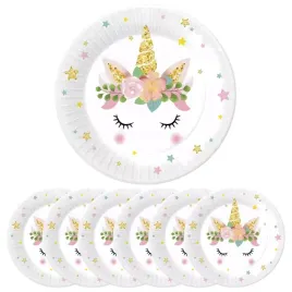 talerze-talerzyki-papierowe-biale-jednorozec-kucyk-unicorn-18cm-6szt