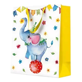 torba-torebka-prezentowa-biala-zolta-ozdobna-slon-slonik-w-cyrku-34cm