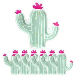 talerze-talerzyki-papierowe-kaktus-jasnozielone-pastelowe-rozowy-kwiat-6szt