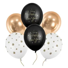 balony-lateksowe-happy-new-year-biale-czarne-zlote-sylwester-50szt-30cm