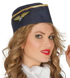 czapka-stewardessy-damska-niebiesko-zlota-samolot