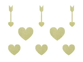 dekoracje-papierowe-zlote-serca-strzaly-ozdobne