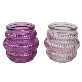 swiecznik-szklany-nowoczesny-karbowany-fiolet-8cm