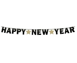 girlanda-papierowa-happy-new-year-zlote-gwiazdki