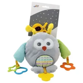 pluszowa-sowa-z-klipsem-zawieszkami-gryzakami-25cm