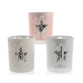 swiecznik-szklany-bialy-rozowy-srebrny-w-gwiazdki-7x83cm