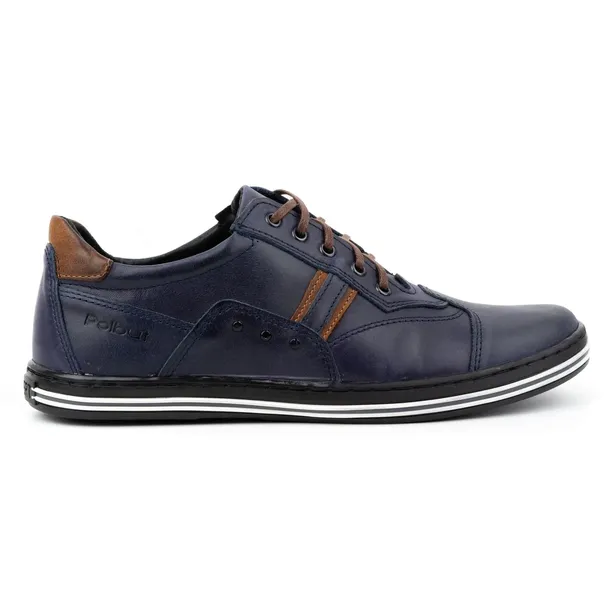 Buty męskie sportowe casual 1801 granatowe gładka skóra licowa naturalna 43