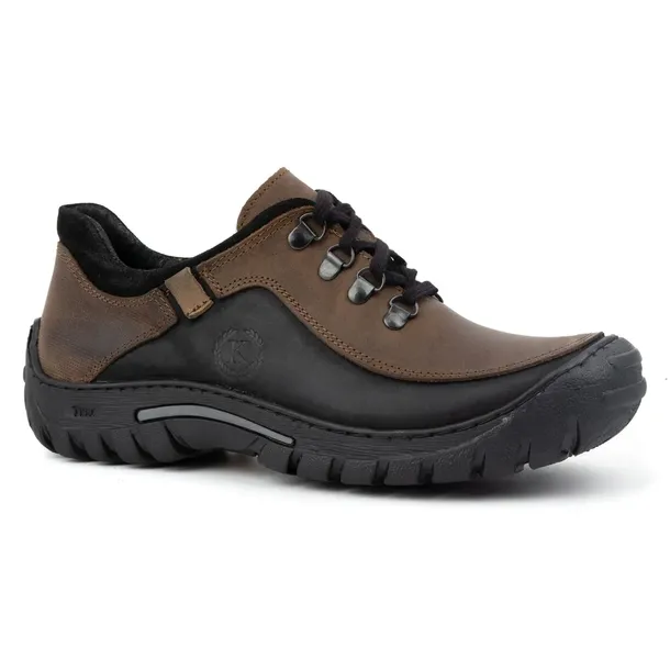 Buty męskie trekkingowe skórzane POLSKIE sznurowane 917K brązowe 43