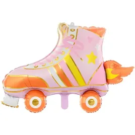 balon-foliowy-rolki-wrotki-rozowe-plonace-dziewczece-skate-74cm