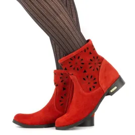 botki-damskie-zamszowe-skorzane-alice-czerwony-kolor-azurowy-wzor-38