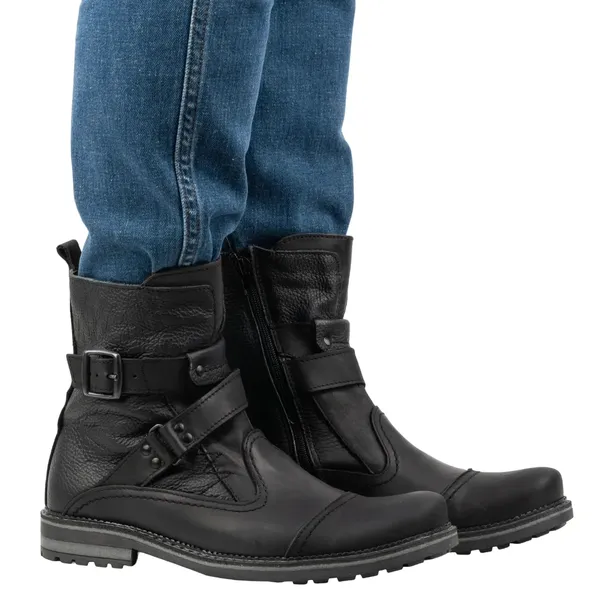 Sztyblety męskie BUTY MOTOCYKLOWE SKÓRA naturalna 82KZ CZARNE 43