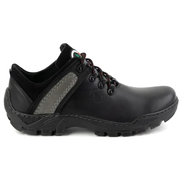 Skórzane buty trekkingowe męskie niskie 311GT czarne 43