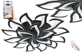 lampa-led-plafon-wiszaca-kwiat-lotosu-18-ringow-zyrandol-200-w-pilot-czarna