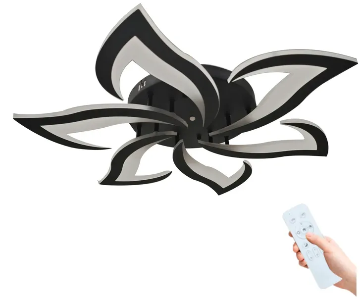 LAMPA LED PLAFON EKO PREMIUM WISZĄCA LOTOS 6 ringów 66 W CZARNA